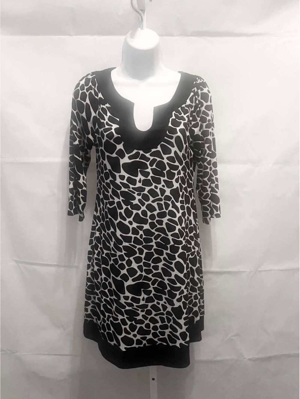 Sweet Storm Junior Large Black White Animal Print A-Line Keyhole Mini Dress Y2K